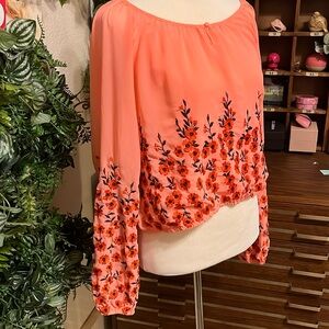 free people embroidered floral top sz M